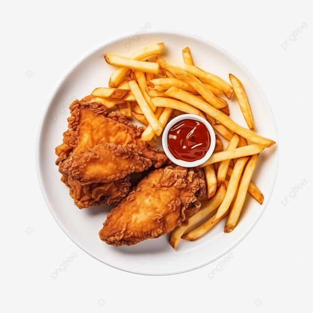 French Fries,Salad,Diced Chckn